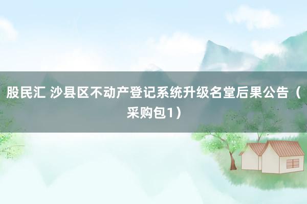 股民汇 沙县区不动产登记系统升级名堂后果公告（采购包1）