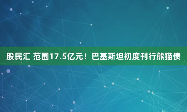 股民汇 范围17.5亿元！巴基斯坦初度刊行熊猫债
